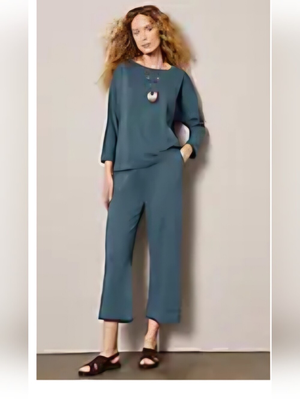 J. Jill Pure Jill Stormy Blue Cropped Wide-Leg Pull On Pants Sz XS
